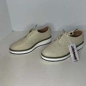 Dadawen Platform Lace Up Oxfords Tan Leather | Women Size 9